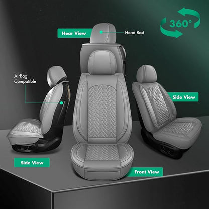 SCITOO 2PCS Car Seat Covers, Waterproof Front Seat Covers Automotive Seat Covers Vehicle Seat Covers Car Seat Protector Seat Cover Set for Cars SUV Pick-up Truck Sedan (2PCS Front, Gray)