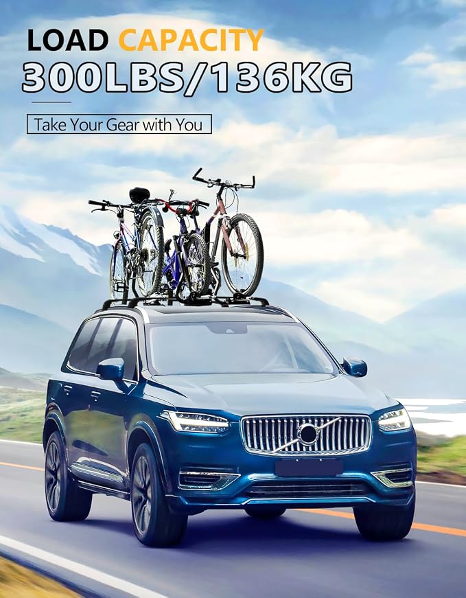 Tuyoung 300lbs Roof Rack Cross Bars Compatible with Volvo XC90 XC-90 2016-2026, Lockable Heavy Duty Aluminum Roof Rails Crossbars Cargo Bars Canoe Snowboard Rooftop Black Carrier Luggage