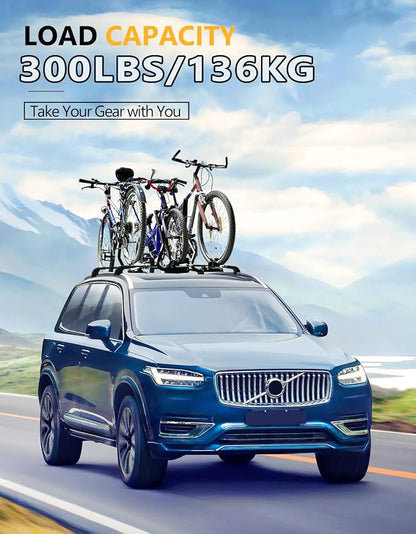 Tuyoung 300lbs Roof Rack Cross Bars Compatible with Volvo XC90 XC-90 2016-2026, Lockable Heavy Duty Aluminum Roof Rails Crossbars Cargo Bars Canoe Snowboard Rooftop Black Carrier Luggage