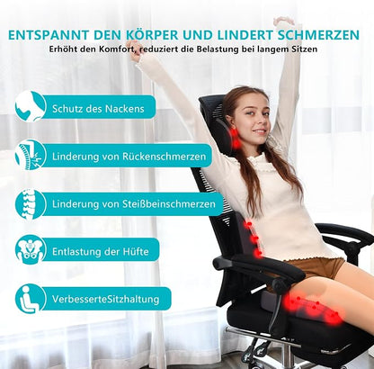 FLORICH 3 PCS Seat Cushion for Carseat Lumbar Support Pillow Car Neck Headrest Pillows Memory Foam Gel Memory Foam Massage Point Seat Pads Pressure Relief Back Cushion for Office Chair(Light Grey)
