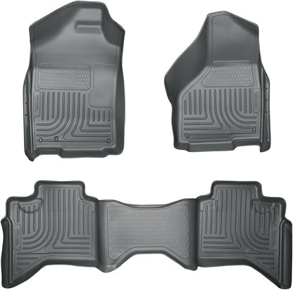 Husky Liners Weatherbeater Floor Mats | Fits 2002-2008 Ram 1500 Quad Cab; 2003-2009 Ram 2500/3500 Quad Cab (Fits Models w/Underseat Storage ONLY) | Front & 2nd Row, 3-pc Grey - 98032