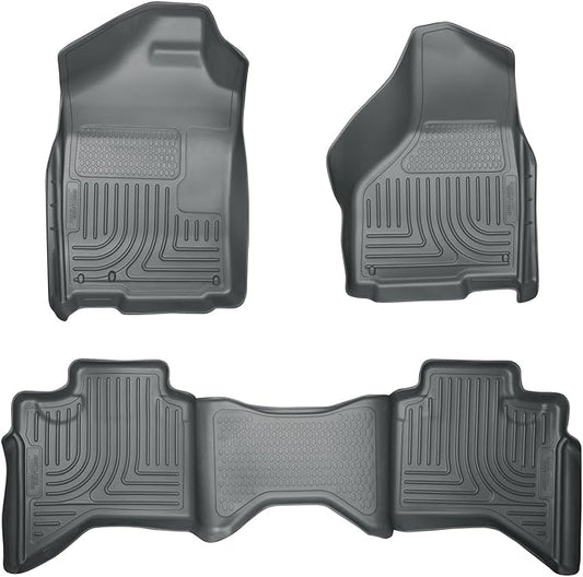 Husky Liners Weatherbeater Floor Mats | Fits 2002-2008 Ram 1500 Quad Cab; 2003-2009 Ram 2500/3500 Quad Cab (Fits Models w/Underseat Storage ONLY) | Front & 2nd Row, 3-pc Grey - 98032