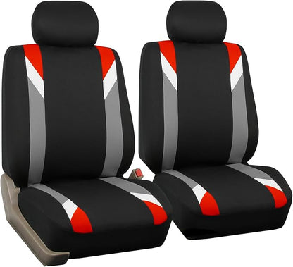 FH Group Front Set Cloth Car Seat Covers for Low Back Car Seats with Removable Headrest, Universal Fit, Airbag Compatible, Seat Cover for SUV, Sedan, Van, Red