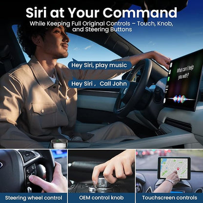 Wireless CarPlay Adapter, 2-in-1 CarPlay & Android Auto Adapter – Mini Snug Fit Design, Convert Factory Wired to Wireless for iPhone iOS 10+ & Android 11+
