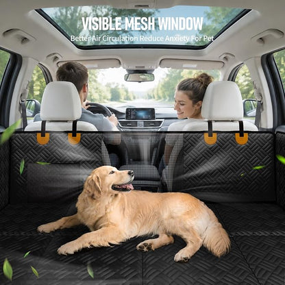 PROZAR Dog Car Seat Cover for Back Seat, Hard Bottom Back Seat Extender, Back Seat Pet Cover for Dogs - Supports 400lbs, Waterproof Heavy Duty Scratch Dog Hammock for Compact Cars/SUVs, 51in