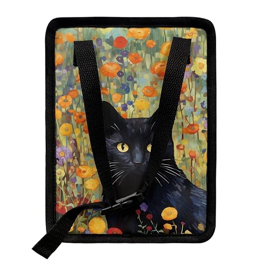 Talayituse Cat Flower Print Car Trash Can with Lid, Leak Proof Auto Trash Bag Hanging Vehicle Garbage Can Multipurpose Storage Container for Back Seat Road Trip