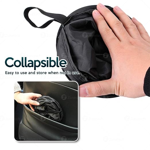 ZONETECH Universal Traveling Portable Car Trash Can - Black Collapsible Pop-up Leak Proof Trash Can- for Garbage to Organize Car, Waste Basket Bin, Rubbish Bucket (1 Pack)