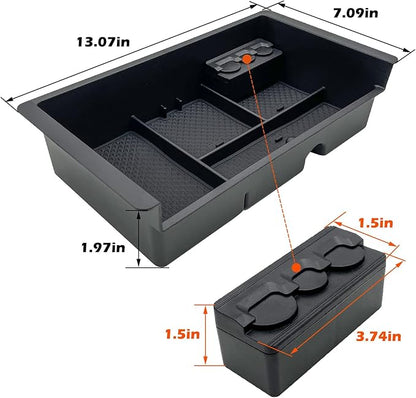 Center Console Organizer Tray Compatible with 2014-2018 GMC Sierra Accessories, (2015-2020) Yukon/Chevy Tahoe Silverado Suburban, Armrest Storage Box Replaces 22817343(Black)
