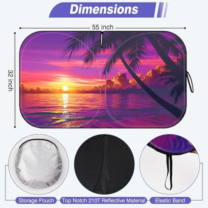 Windshield Sun Shade - Windshield Sun Shade Foldable, Car Sun Shade Windshield Keeps Interior Cool, Foldable Sunshade for Car Windshield with Storage Bag for Cars, SUVs, 55'' x 32''
