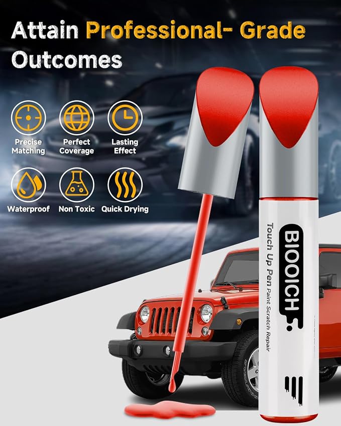 Touch Up Paint Pen Exact Color Match Car Chip and Scratch Repair (for Jeep, Flame Red(PR4/TR4))