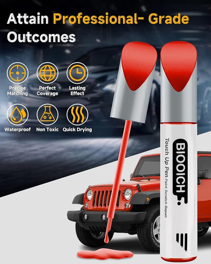 Touch Up Paint Pen Exact Color Match Car Chip and Scratch Repair (for Jeep, Flame Red(PR4/TR4))