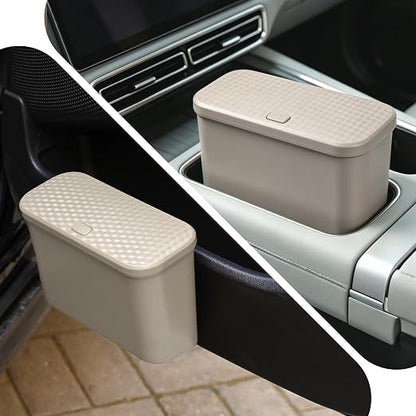 Car Trash Can, Waterproof Multi Functional Auto Trash Bin for Door/Console/Seat Back,Leak-Proof Trash Can for Car, Truck, SUV - Essential Car Accessories for Organization (beige2)