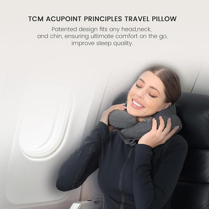 Keemall Inflatable Neck Pillow, Premium Travel Neck Pillow for Airplane Headrest Sleep - 3rd Generation, Double Comfort Plane Pillow for Long Flight