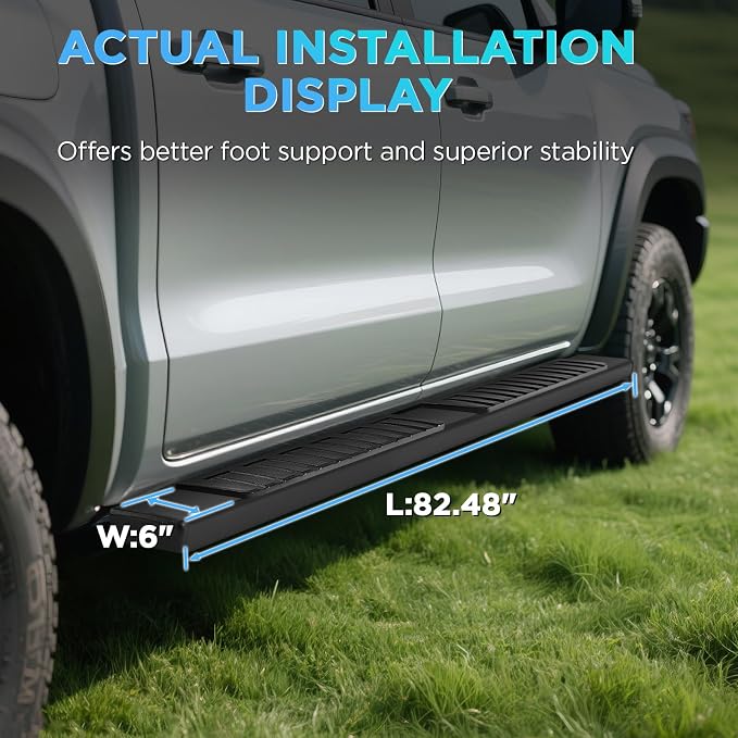 PZ 6" Running Boards for 2015-2026 Ford F-150 SuperCrew Cab 4-Doors 2017-2026 Ford F250 F350 Super Duty Crew Cab Black Aluminum Alloy Side Steps Nerf Bars