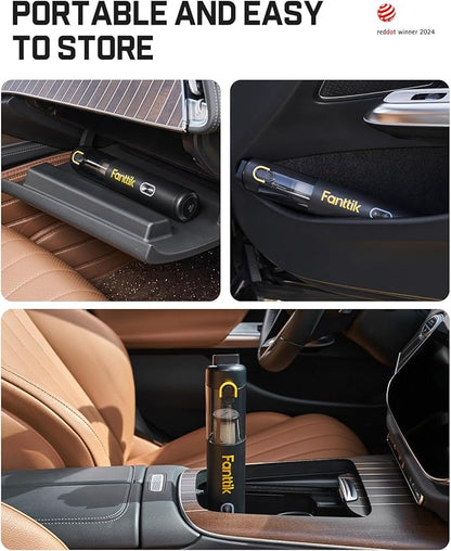 Fanttik V8 Mate Upgraded Cordless Car Vacuum, Portable Mini Vacuum with 13000pa Suction Power, 2 Suction Modes, Type-C Charge, Handheld Vacuum for Car, Small Tasks, Keyboards, Office Desk (Black)