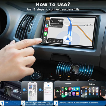 2-in-1 Wireless CarPlay Adapter for iPhone & Android Auto – Convert Wired CarPlay to Wireless, Plug & Play, Stable Connection for Daily Driving, USB & USB-C Support (Check Compatibility)