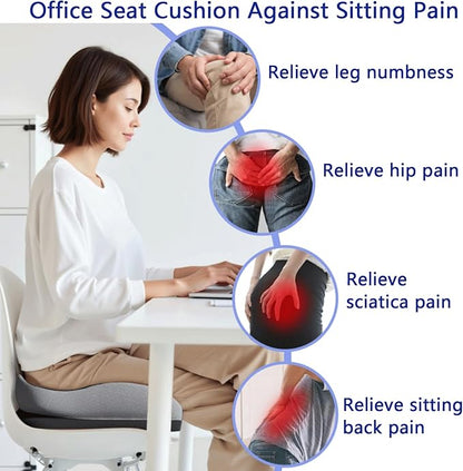 Seat Cushions for Office Chairs Wheelchair Cushion for Long Sitting Back Pain，Memory Foam Seat Car Computer Desk Chair Cushion，Coccyx Cushion for Tailbone Pain Relief Cushion Office Chair Charcoal