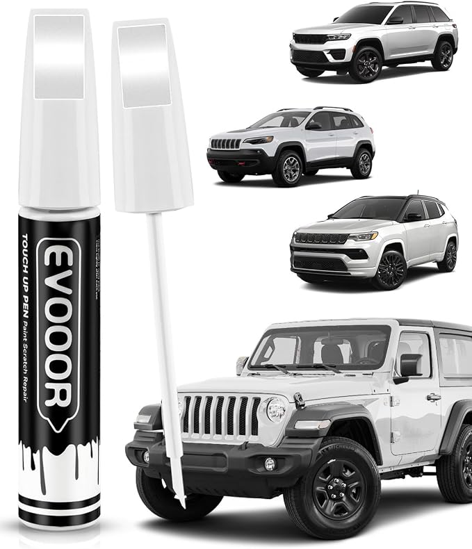 PW7/GW7 Bright White Touch Up Paint Compatible with JeepExact Match 2 in 1 Touch up Paint for Chips and Nicks Repair