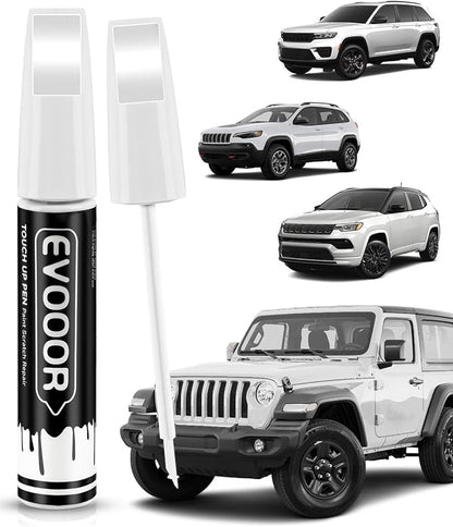 PW7/GW7 Bright White Touch Up Paint Compatible with JeepExact Match 2 in 1 Touch up Paint for Chips and Nicks Repair