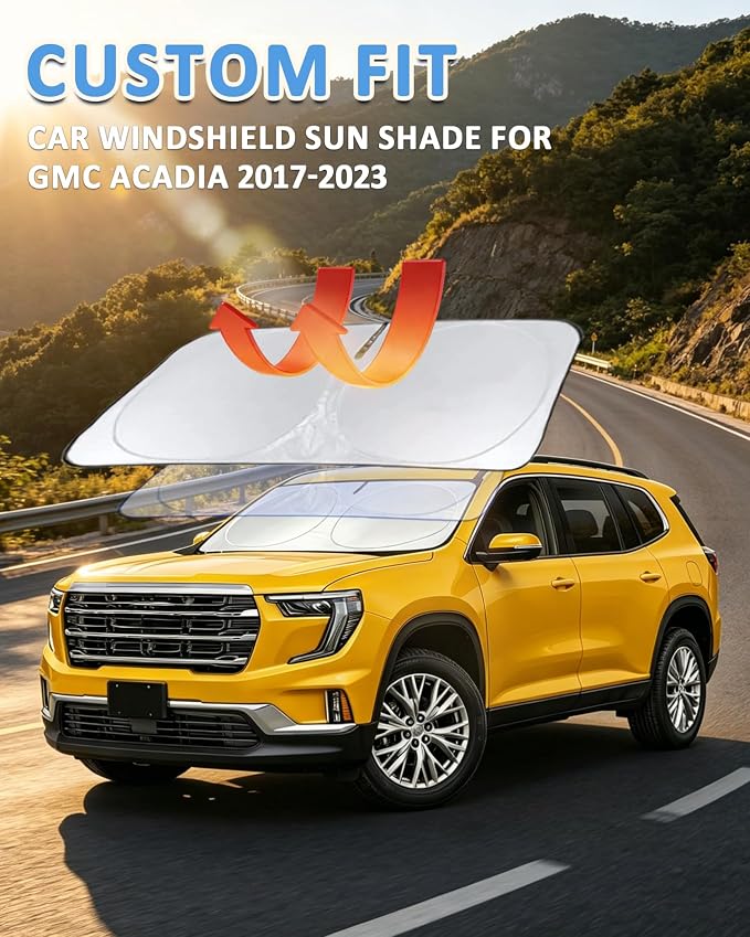 INSAUTO Windshield Sun Shade for 2017-2023 GMC Acadia SUV 2024-2025 2026, Custom-Fit Acadia Sun Visor Protector, 99% UV Block Heat Sun Shield, Silver Reflective Front Window Sunshade