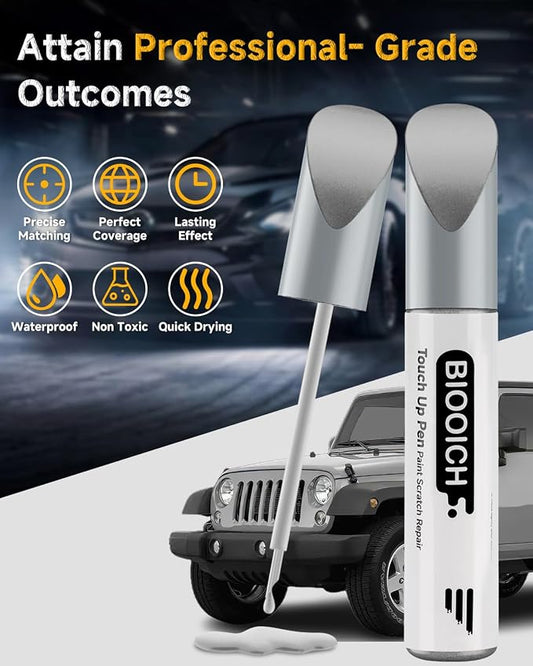 Touch Up Paint Pen Exact Color Match Car Chip and Scratch Repair (for Jeep, Billet Silver Metallic(PSC/JSC))