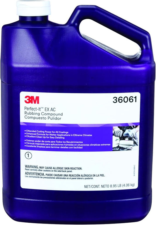 Perfect-It 3M EX AC Rubbing Compound, 36061, Fast Cutting, High Performing, 1 gal (8.95 lb)