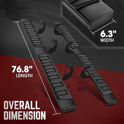 DNA Motoring 6.75" Flat Running Boards Side Step Bars Compatible with 2007-2018 Chevy Silverado GMC Sierra 1500 3500HD / 2007-2019 2500 HD Extended Cab, Black, STEPB-A-0093