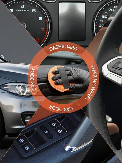 SPTA Microfiber Applicator Pads, 9Pcs 5 inch Car Wax Applicator Hand Polishing Microfiber Foam Pads Set with Grip of Elastic Band, Microfiber Buffing Cleaning Pads for Car Polish Applying Wax