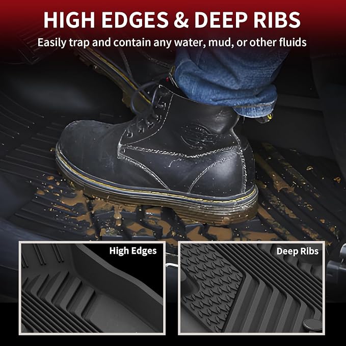 LASFIT Floor Mats for Acura RDX 2019-2026 All Weather Floor Liner TPE Custom Fit Car Mats for Acura RDX 1st & 2nd Row Mats Tasteless Durable and Easy to Clean Black