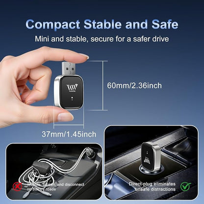 Mini Wireless Carplay Adapter for Apple iPhone/Android - Carplay Wireless Adapter Car Play Dongle Bluetooth and WiFi, [2026 Upgraded]