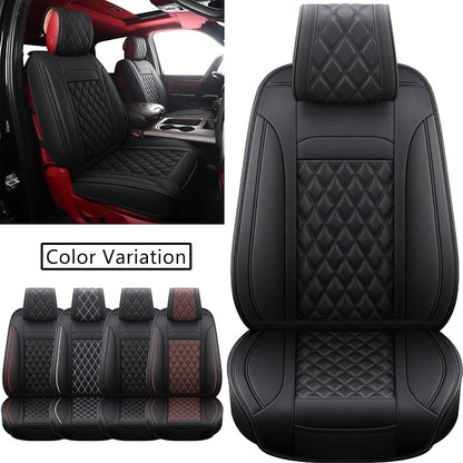 JOJOBAY Car Seat Covers for Dodge Ram,Fit 2009-2025 1500/2500/3500 HD Pick-up Truck,Crew,Regular,Quad,Mega Cab,Waterproof Synthetic Leather Seat Covers(2PCS-Front,Black)