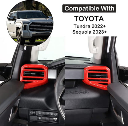 Aunginsy Center Console Side Air Conditioning Outlet Trim Cover Compatible with Toyota Tundra/Sequoia 2022-2026, ABS Dashboard Side A/C Wind Vent Panel Decorative Frame Protector Interior Accessories