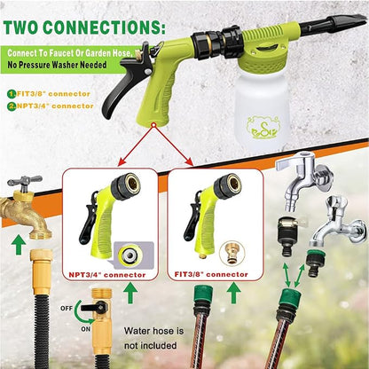 ESP Car Wash Foam Gun for Garden Hose Adjustable Hose Wash Sprayer Thick Filtration with Metal Handle Washing Mitts 6 Levels of Foam Concentration Snow Foam Blaster Quick Connector to Any Cleaning