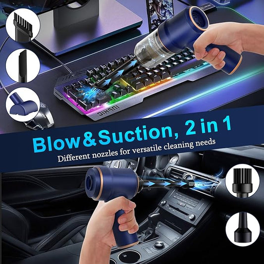 KMM Handheld Car Vacuum Cleaner, 9000Pa Vacuum Cleaner and Air Duster, 120W High Power Hand Held Vacuum with LED Light and Multi-Nozzles for Car, Home, Office, Pet
