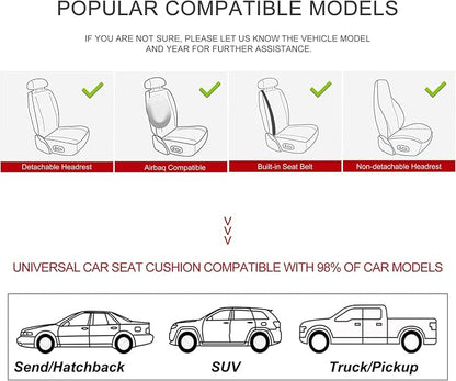 BOPUOVRE Car Seat Cover for Luxury & Comfort - PU Leather, Anti-Slip, Full Wrap Protection with Storage Pocket for Bottom Cushion - Universal Fit for 95% of Vehicles (Gray,2 Piece)