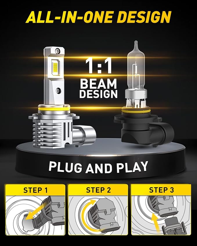 AUXITO HB4 LED Bulb 9006 Bulbs, 900% Brighter Ultra-Bright, Plug N Play, Long Lifespan, No Flicker, 99% Compatibility, 2PCS