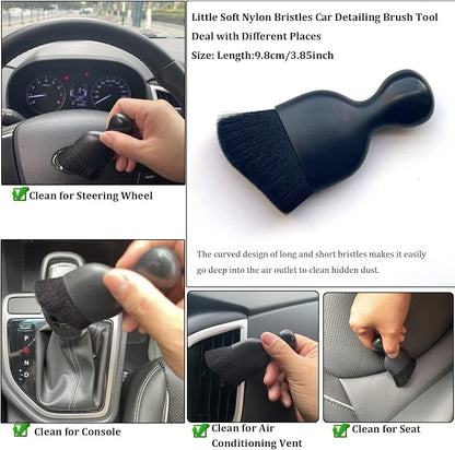 Car Interior Detailing Brush 1PC,Car Brushes for Detailing Interior,Soft Car Detailing Brush,Soft Bristles Detailing Brush Dusting Tool for Car/Dashboard(Black)