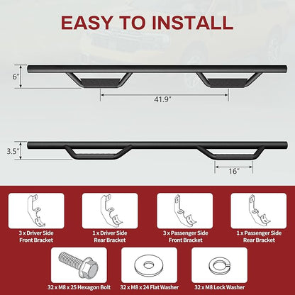 YITAMOTOR Drop Running Boards Compatible with 2019-2026 Chevy Silverado/GMC Sierra 1500 Crew Cab, 2020-2026 2500HD 3500HD Crew Cab Carbon Steel Side Steps Nerf Bars Rails(Excl. 2019 1500 LD)