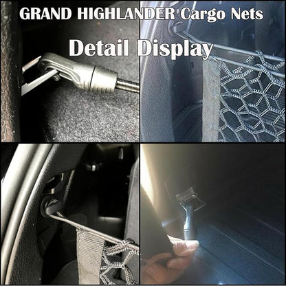 Rear Trunk Envelope Mesh Cargo Net Suitable for 2024 2025 2026 Toyota Grand Highlander Hybrid Limited Platinum Nightshade XLE LE Rear Trunk Mesh Cargo Storage Net Bag Grand Highlander Accessories