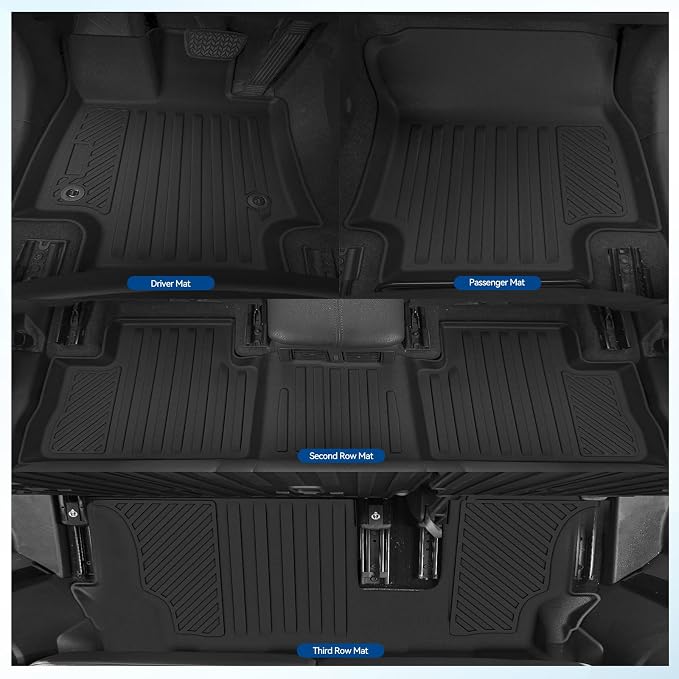 Custom Fit Floor Mats for 2020-2025 2026 Toyota Highlander, All Weather TPE Floor Liners with Trunk Mat, Odorless Full Set Interior Accessories
