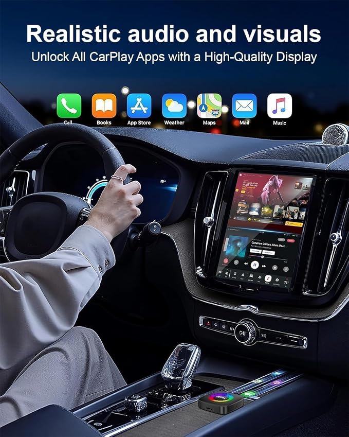 Wireless Carplay Adapter for iPhone Ai Magic Box with Netflix/YouTube Supports TF/Card Dongle Plug and Play Easy Setup Carplay & Android Auto Video Entertainment for iOS 10+