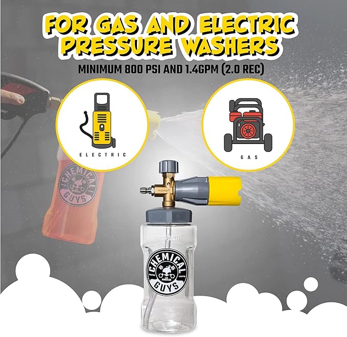 Chemical Guys Big Mouth Max Release Foam Cannon - Foam Cannon for Pressure Washer for Car Wash, Home Cleaning, and Boat Wash with 34 oz Bottle