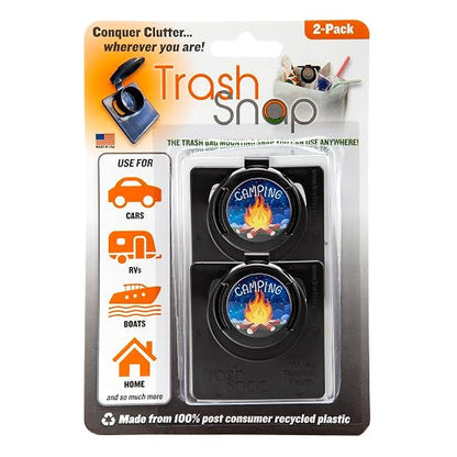 Reusable Bag Holders for Trash & Recycling | Eco-Friendly, Adhesive Clip System for Car, RV, Home, Travel, Boat | Recycled Plastic Let's Go Camping - 2 Pack