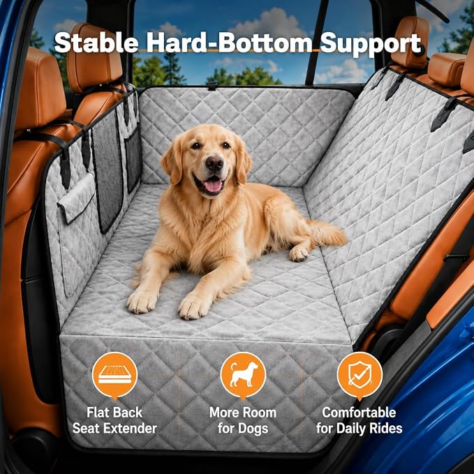 IJVAE Hard Bottom Car Seat Cover for Dog，Grey for car