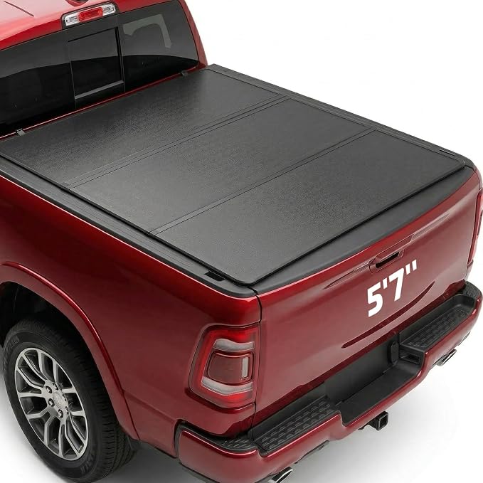 BDFHYK Hard Tri-Fold Tonneau Cover for Ram 1500 2009-2026 5.7 ft Bed, Waterproof, Anti-Theft Lock, Easy Install, Incompatible with RamBox, Ideal for Camping & Work Trucks