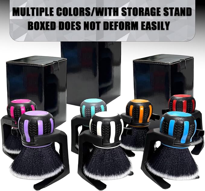 Ultra Soft Detailing Brush, Handle XL Brush - Ultra Soft Bristles, Multi-Color Handles, Removable Brush Heads, with Storage Rack, Covers Large Area Inside or Outside Vehicles(Orange)