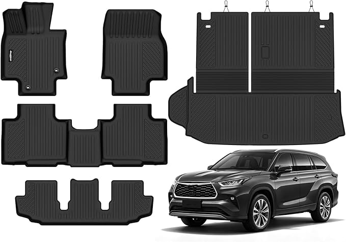 Floor Mats for 2020-2026 Toyota Highlander, Trunk Mat All Weather TPE Protector for Toyota Highlander Accessories