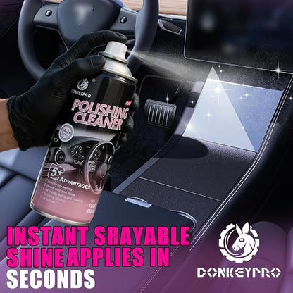 DONKEYPRO Car Interior Cleaner - Protects Plastic, Vinyl, Leather Seats, Tire,Dashboard - UV Guard, Anti-Aging, Long-Lasting Shine, Interior Detailer Spray with Iron Can - 15 Fl Oz