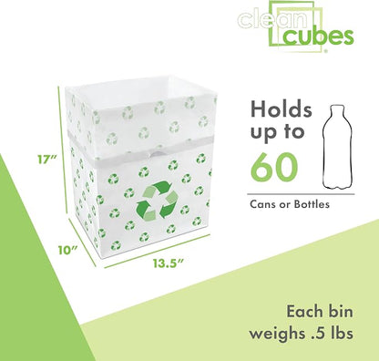 Clean Cubes 13 Gallon Disposable Pop-Up Trash Cans (6-Pack) with Fitted Bags – Foldable Garbage & Recycling Bins for Parties, Events & Kitchen (Recycle, 17" H x 13.5" W x 10" D)