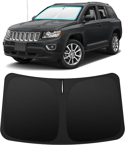 INSAUTO Custom Fit Windshield Sun Shade Accessories for Jeep Compass 2007-2016, Foldable Front Window Sunshade, UV & Heat Reflector, Keeps Interior Cool, Includes Storage Bag